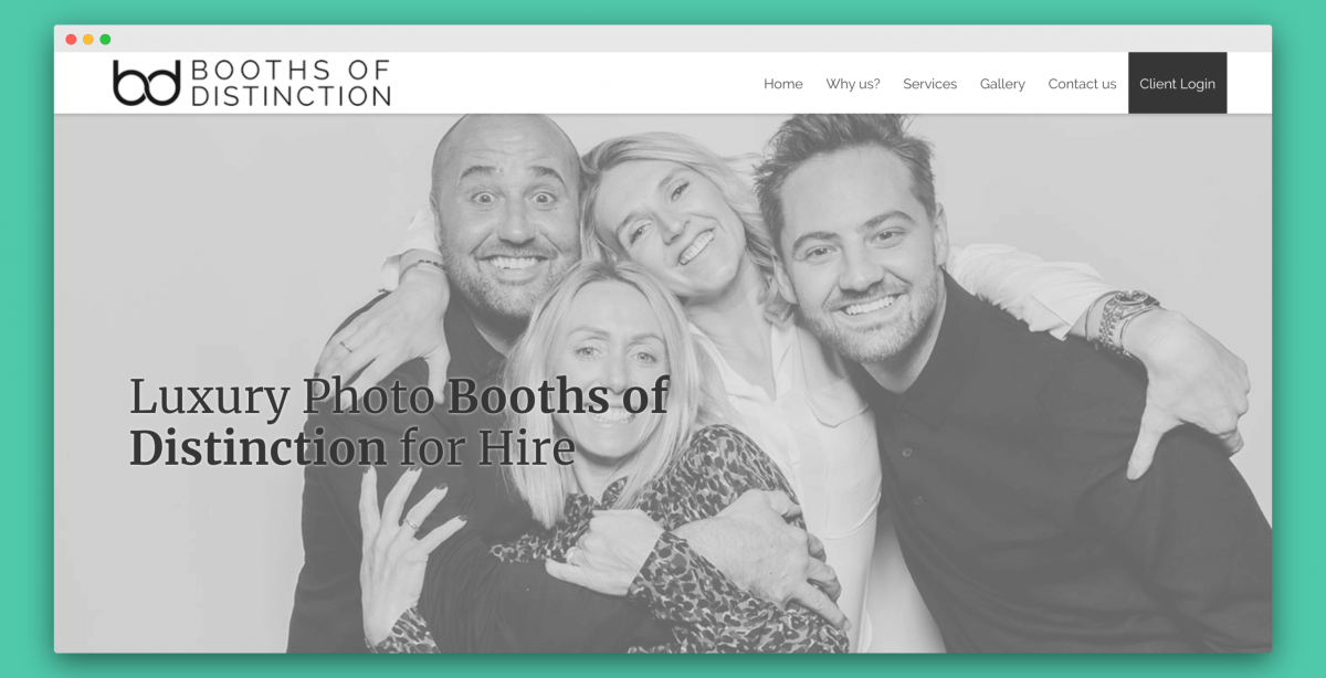 Booths of Distinction logo, website design and brand messaging
