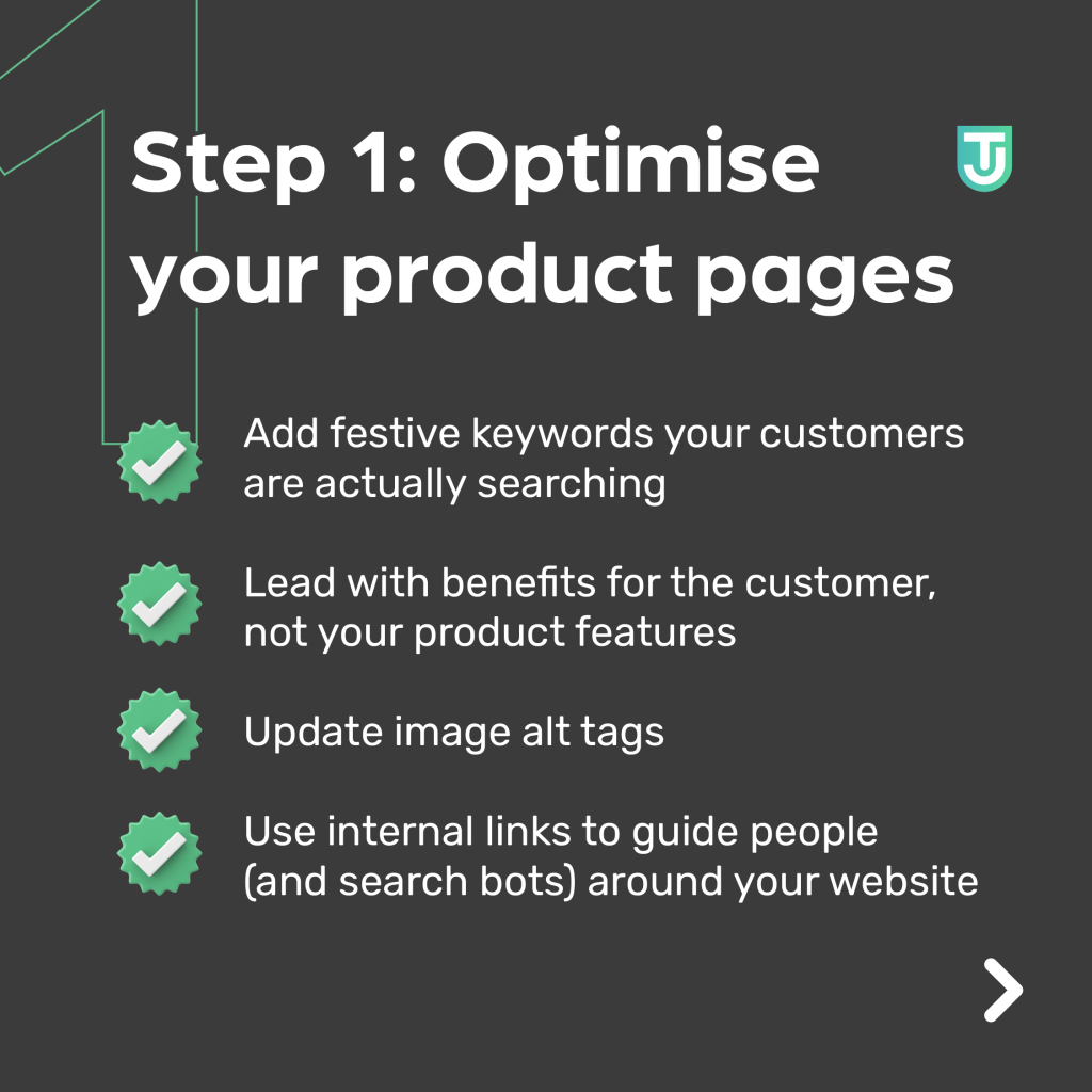 Optimise product pages on website for Christmas