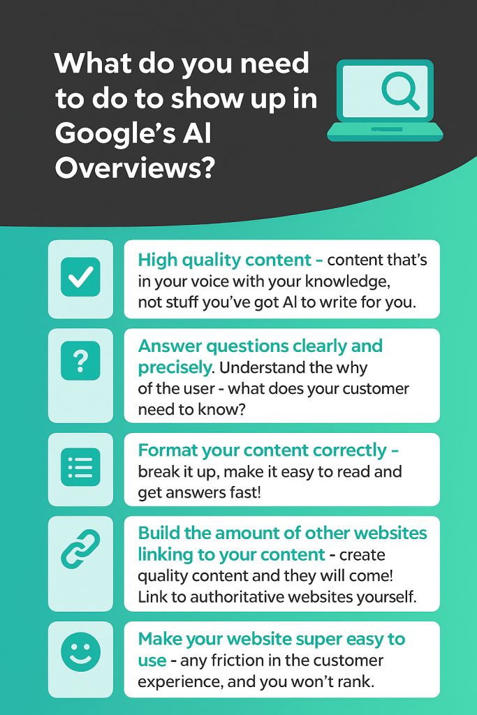 How to get website to rank in Google AI overview - AI SEO